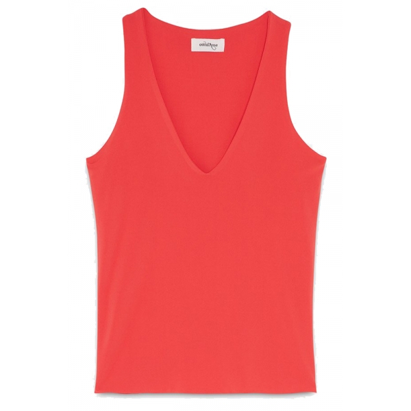 Ottod'Ame - Stretch V-Neck Top - Red - Top - Luxury Exclusive Collection