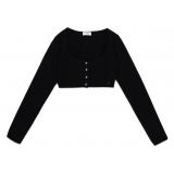 Ottod'Ame - Cropped Cardigan with Madonna Neckline - Black - Sweater - Luxury Exclusive Collection