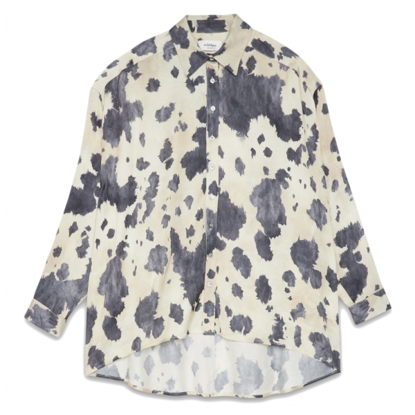 Ottod'Ame - Oversized Shirt in Abstract Pattern - White/Grey - Shirt - Luxury Exclusive Collection