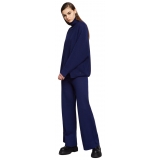 Ottod'Ame - Wide Leg Trousers in Shaved Knit Yarn - Blue - Trousers - Luxury Exclusive Collection