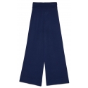 Ottod'Ame - Pantalone Ampio in Filato di Maglia Rasata - Blu - Pantalone - Luxury Exclusive Collection