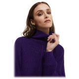 Ottod'Ame - Yarn Stripe Detail Sweater - Purple - Sweater - Luxury Exclusive Collection