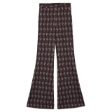 Ottod'Ame - Optical Pattern Flared Trousers - Brown - Trousers - Luxury Exclusive Collection