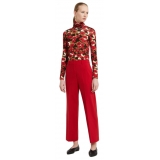 Ottod'Ame - Straight Leg Trousers in Combed Fabric - Red - Trousers - Luxury Exclusive Collection