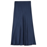 Ottod'Ame - Viscose Midi Skirt with Elastic Waistband - Blue - Skirt - Luxury Exclusive Collection