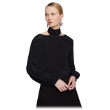 Ottod'Ame - Blouse with Neck Sash Detail - Black - Shirt - Luxury Exclusive Collection