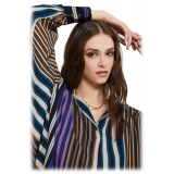 Ottod'Ame - Korean Collar Shirt in Striped Pattern - Multicolour - Shirt - Luxury Exclusive Collection