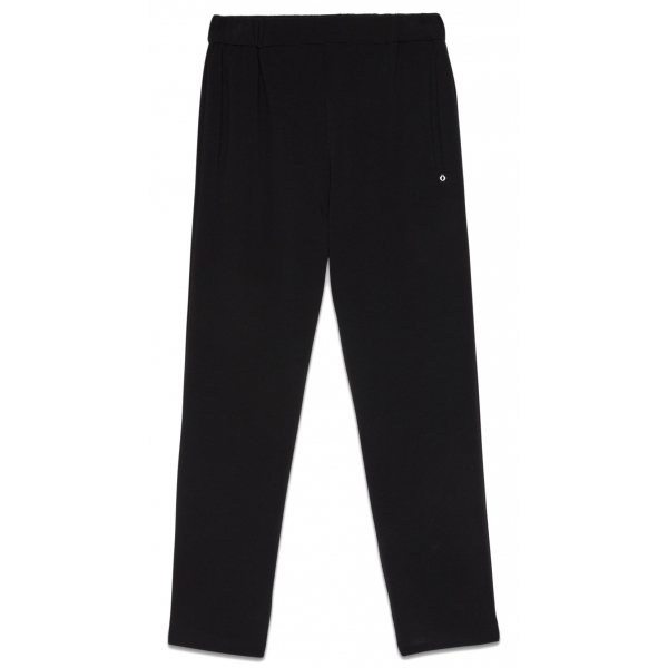 Ottod'Ame - Tapered Leg Trousers with Elasticated Waist - Black - Trousers - Luxury Exclusive Collection