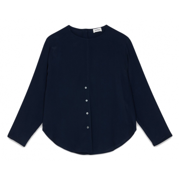 Ottod'Ame - Crew Neck Shirt with Knot Detail - Blue - Shirt - Luxury Exclusive Collection