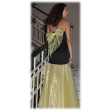 Miriam Tirinzoni - Abito Nero con Tulle Giallo Sul Fondo - Abiti - Luxury Exclusive Collection