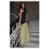 Miriam Tirinzoni - Abito Nero con Tulle Giallo Sul Fondo - Abiti - Luxury Exclusive Collection