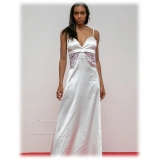 Miriam Tirinzoni - White Dress with Lilac Lace Details - Dresses - Luxury Exclusive Collection