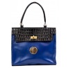 Miriam Tirinzoni - Blue and Black Calf Leather Bag with Crocodile Print - Bags - Luxury Exclusive Collection