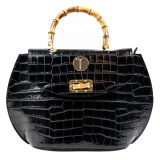 Miriam Tirinzoni - Calf Leather Bag with Crocodile Print - Bags - Luxury Exclusive Collection