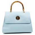 Miriam Tirinzoni - Calf Leather Bag with Bamboo Handle - Light Blue - Bags - Luxury Exclusive Collection