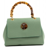 Miriam Tirinzoni - Calf Leather Bag with Bamboo Handle - Light Green - Bags - Luxury Exclusive Collection