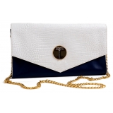 Miriam Tirinzoni - Blue and White Calf Leather Bag - Bags - Luxury Exclusive Collection