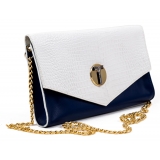 Miriam Tirinzoni - Blue and White Calf Leather Bag - Bags - Luxury Exclusive Collection