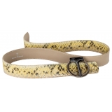 Miriam Tirinzoni - Yellow Calf Leather Belt with Python Print - Belt - Luxury Exclusive Collection