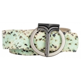 Miriam Tirinzoni - Green Calf Leather Belt with Python Print - Belt - Luxury Exclusive Collection