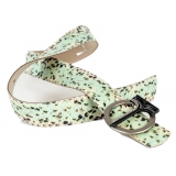 Miriam Tirinzoni - Green Calf Leather Belt with Python Print - Belt - Luxury Exclusive Collection