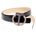 Miriam Tirinzoni - Black Calf Leather Belt - Belt - Luxury Exclusive Collection