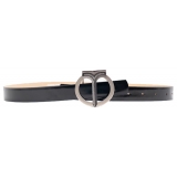 Miriam Tirinzoni - Black Calf Leather Belt - Belt - Luxury Exclusive Collection