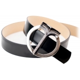 Miriam Tirinzoni - Black Calf Leather Belt - Belt - Luxury Exclusive Collection