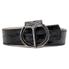 Miriam Tirinzoni - Black Calf Leather Belt with Crocodile Print - Belt - Luxury Exclusive Collection