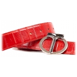 Miriam Tirinzoni - Red Anguilla Leather Belt - Belt - Luxury Exclusive Collection