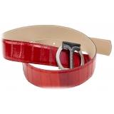 Miriam Tirinzoni - Red Anguilla Leather Belt - Belt - Luxury Exclusive Collection