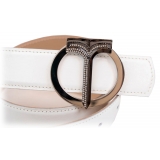 Miriam Tirinzoni - Calf Leather White Belt - Belt - Luxury Exclusive Collection