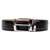 Miriam Tirinzoni - Black Python Leather Belt - Belt - Luxury Exclusive Collection