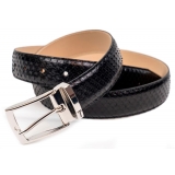 Miriam Tirinzoni - Black Python Leather Belt - Belt - Luxury Exclusive Collection