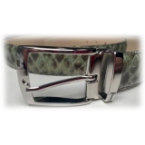 Miriam Tirinzoni - Green Python Leather Men’s Belt - Belt - Luxury Exclusive Collection