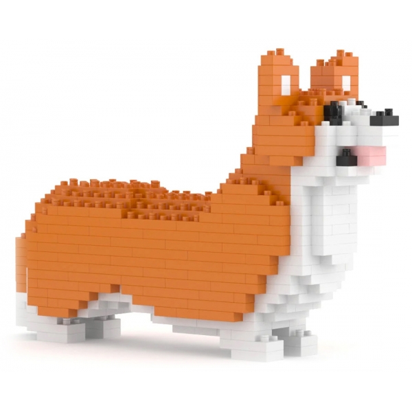 Jekca - Welsh Corgi Mini 01 - Lego - Scultura - Costruzione - 4D - Animali di Mattoncini - Toys