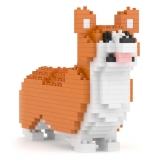 Jekca - Welsh Corgi Mini 01 - Lego - Sculpture - Construction - 4D - Brick Animals - Toys