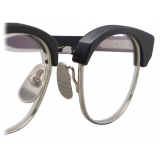 Thom Browne - Occhiali da Vista Ovali in Acetato e Titanio - Nero Opaco Argento - Thom Browne Eyewear