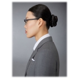 Thom Browne - Occhiali da Vista Ovali in Acetato e Titanio - Nero Opaco Argento - Thom Browne Eyewear