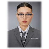 Thom Browne - Occhiali da Vista Ovali in Acetato e Titanio - Nero Opaco Argento - Thom Browne Eyewear