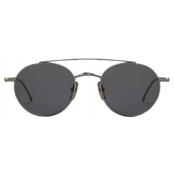 Thom Browne - Occhiali da Sole Rotondi in Titanio - Titanio Opaco Grigio Scuro - Thom Browne Eyewear