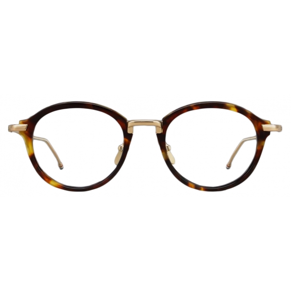 Thom Browne - Occhiali da Vista Rotondi in Acetato e Titanio Tartarugato - Miele Tartaruga Oro - Thom Browne Eyewear