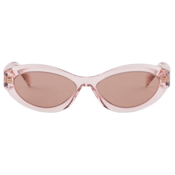 Prada - Prada Symbole - Oval Sunglasses - Transparent Peach Mahogany - Prada Collection - Sunglasses - Prada