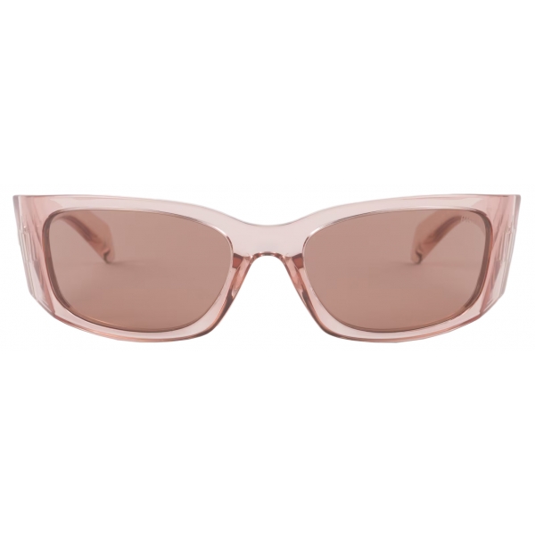 Prada - Prada Symbole - Geometric Sunglasses - Transparent Peach Mahogany - Prada Collection - Sunglasses