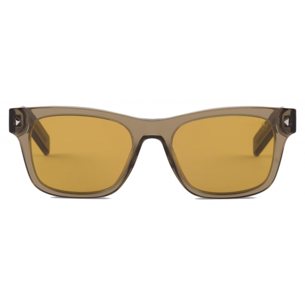 Prada - Iconic Metal Plaque - Square Sunglasses - Transparent Brown Honey - Prada Collection - Sunglasses - Prada Eyewear