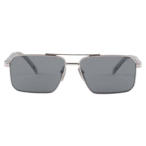 Prada - Prada Logo - Rectangular Sunglasses - Silver Dark Grey - Prada Collection - Sunglasses - Prada Eyewear