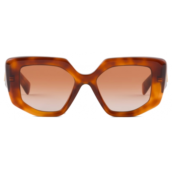 Prada - Prada Logo - Geometric Oversized Sunglasses - Cognac Tortoiseshell - Prada Collection - Sunglasses - Prada Eyewear