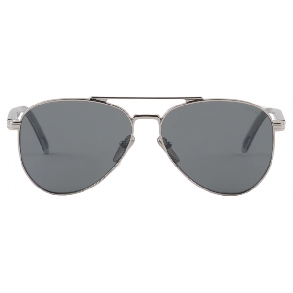 Prada - Prada Logo - Aviator Sunglasses - Silver Dark Gray - Prada Collection - Sunglasses - Prada Eyewear