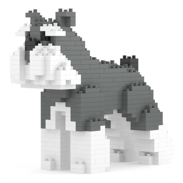 Jekca - Schnauzer Mini 01 - Lego - Scultura - Costruzione - 4D - Animali di Mattoncini - Toys