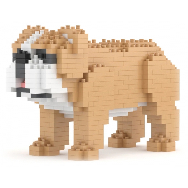 Jekca - English Bulldog Mini 01 - Lego - Sculpture - Construction - 4D - Brick Animals - Toys